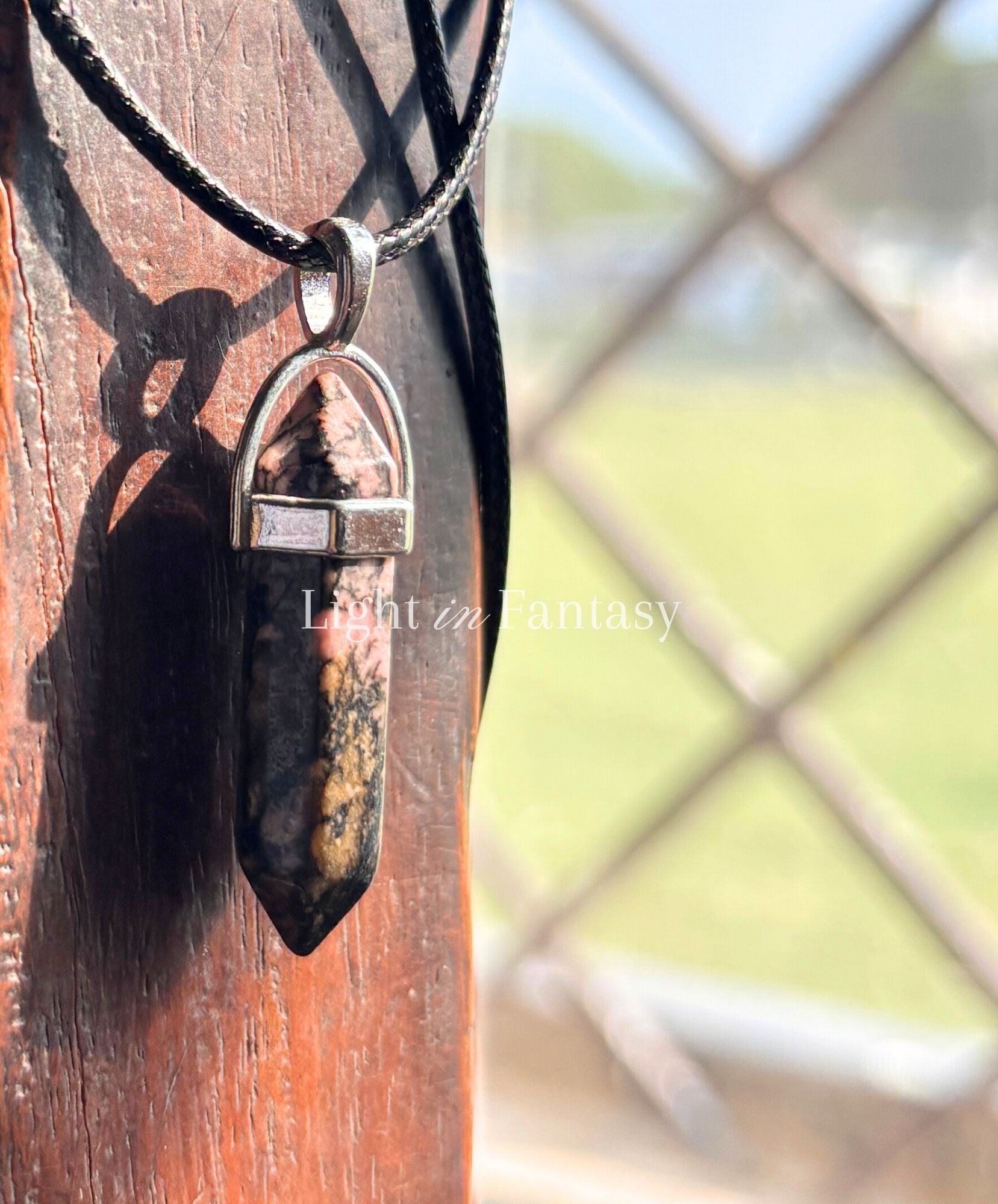 Rhodonite Capsule Pendant