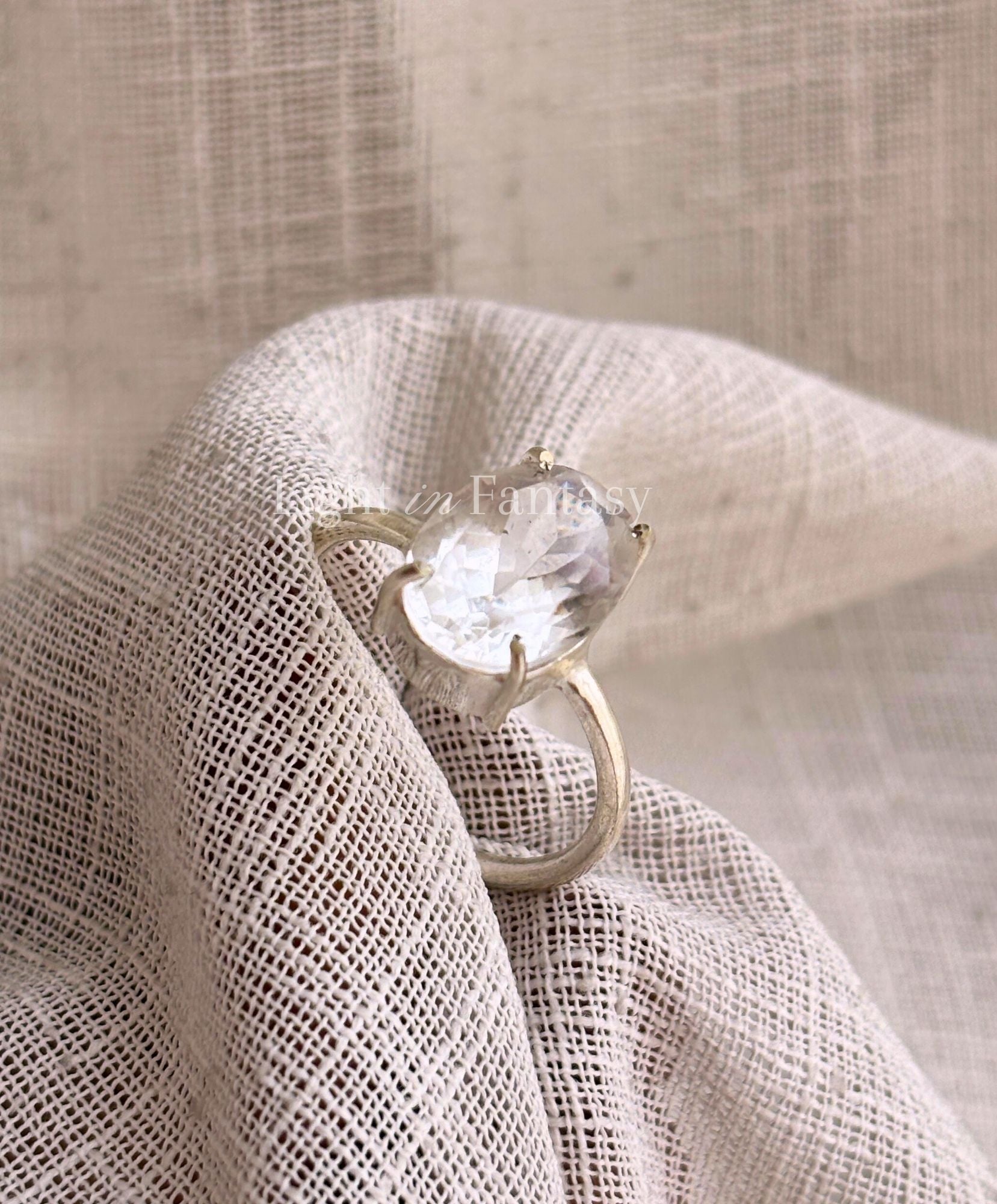 Clear Quartz Adjustable Ring