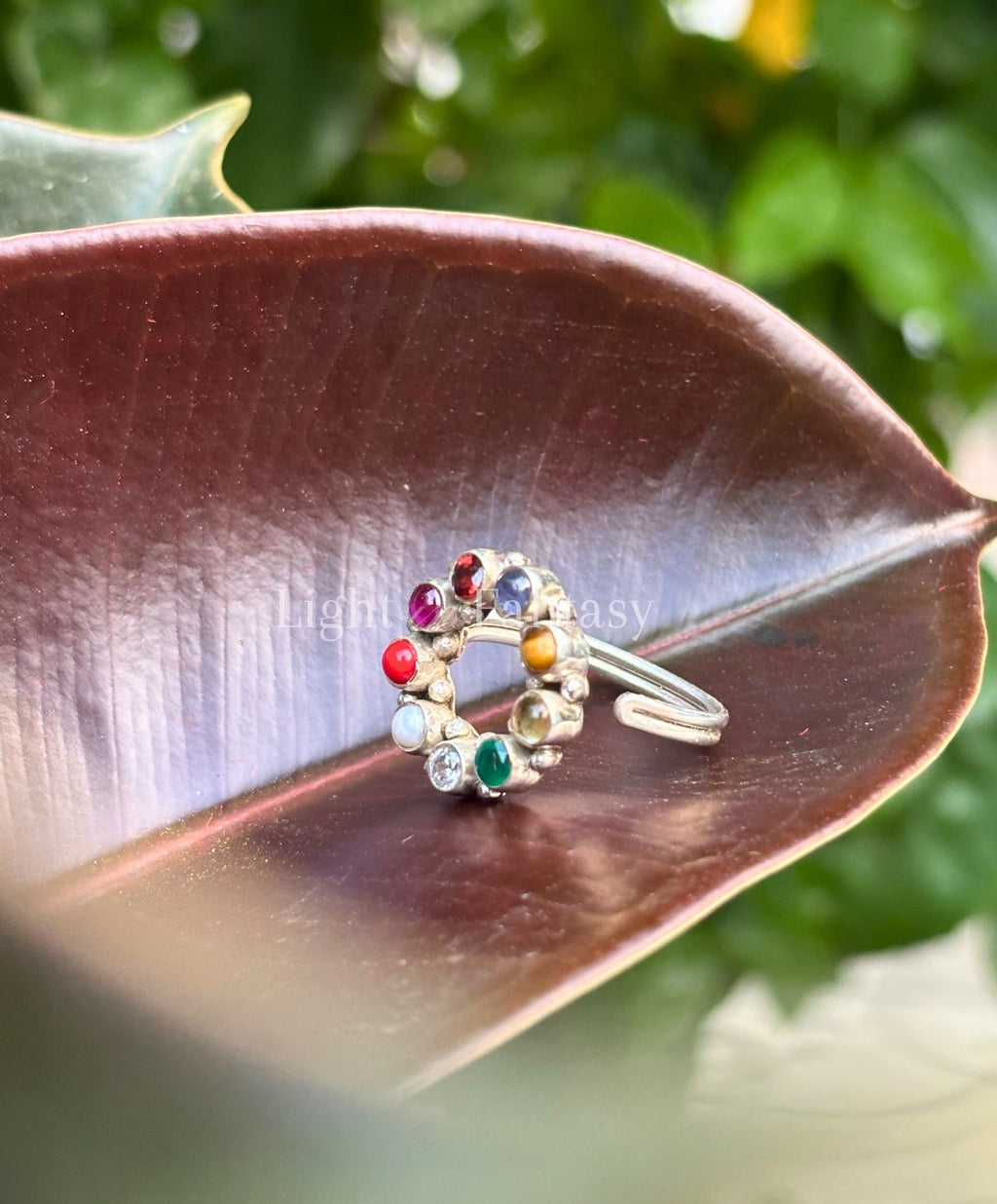 Navratna 925 Silver Adjustable Ring